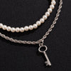 SHIXIN Punk Layered Chain With Key Pendant Necklace Men Short Pearl Choker Necklace for Women Jewelry for Neck 2022 Gift