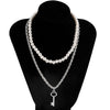 SHIXIN Punk Layered Chain With Key Pendant Necklace Men Short Pearl Choker Necklace for Women Jewelry for Neck 2022 Gift