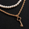 SHIXIN Punk Layered Chain With Key Pendant Necklace Men Short Pearl Choker Necklace for Women Jewelry for Neck 2022 Gift