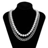 SHIXIN Punk Stainless Steel Layered Pearl Necklaces for Women Men Thick Necklaces Chains on the Neck Jewelry Collar 2021