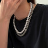 SHIXIN Punk Stainless Steel Layered Pearl Necklaces for Women Men Thick Necklaces Chains on the Neck Jewelry Collar 2021