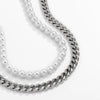 SHIXIN Punk Stainless Steel Layered Pearl Necklaces for Women Men Thick Necklaces Chains on the Neck Jewelry Collar 2021