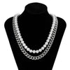 SHIXIN Punk Stainless Steel Layered Pearl Necklaces for Women Men Thick Necklaces Chains on the Neck Jewelry Collar 2021