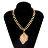 SHIXIN Punk Thick Chain with Big Leaves Pendnat Necklace for Women Hip Hop Gold/Silver Color Short Choker Necklaces 2021 Jewelry
