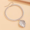 SHIXIN Punk Thick Chain with Big Leaves Pendnat Necklace for Women Hip Hop Gold/Silver Color Short Choker Necklaces 2021 Jewelry