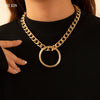SHIXIN Punk Thick Link Chain With Big Circle Pendant Necklace Women Hip Hop Chunky Short ChokerNecklace Collar 2021 Jewelry Gift