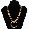 SHIXIN Punk Thick Link Chain With Big Circle Pendant Necklace Women Hip Hop Chunky Short ChokerNecklace Collar 2021 Jewelry Gift