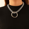 SHIXIN Punk Thick Link Chain With Big Circle Pendant Necklace Women Hip Hop Chunky Short ChokerNecklace Collar 2021 Jewelry Gift