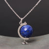 Fine Jewelry Genuine 100% 925 Sterling Silver Exquisite Globe Lapis Lazuli Choker Necklace Gothic Fashion Women Gift N370