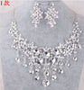 Luxurious Crystal Bridal Jewelry Sets Silver Color Necklace Earrings Sets Wedding Jewelry African Jewelry Sets