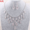 Luxurious Crystal Bridal Jewelry Sets Silver Color Necklace Earrings Sets Wedding Jewelry African Jewelry Sets