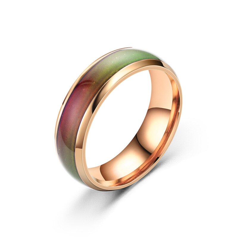 SHOUMAN  Temperature Warm Changing Color Mood Smart Stainless Steel Rings Never Fade for Men Women Couple Gift Jewelry