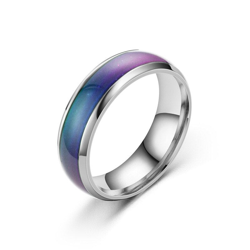 SHOUMAN  Temperature Warm Changing Color Mood Smart Stainless Steel Rings Never Fade for Men Women Couple Gift Jewelry