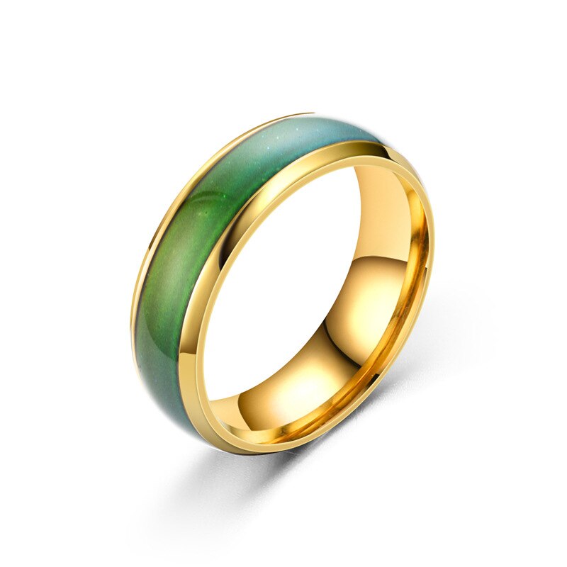 SHOUMAN  Temperature Warm Changing Color Mood Smart Stainless Steel Rings Never Fade for Men Women Couple Gift Jewelry