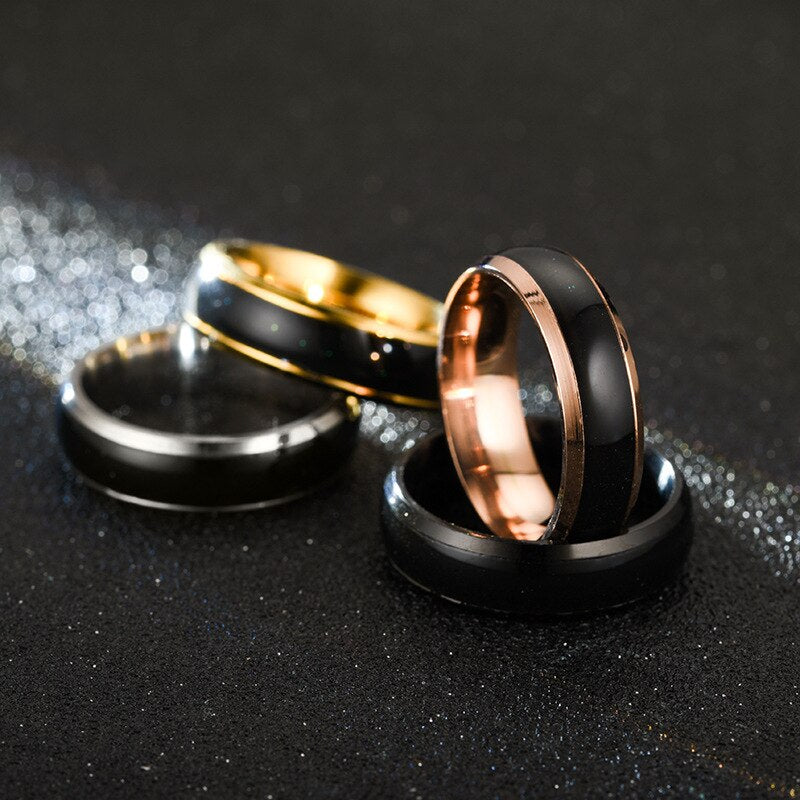 SHOUMAN  Temperature Warm Changing Color Mood Smart Stainless Steel Rings Never Fade for Men Women Couple Gift Jewelry
