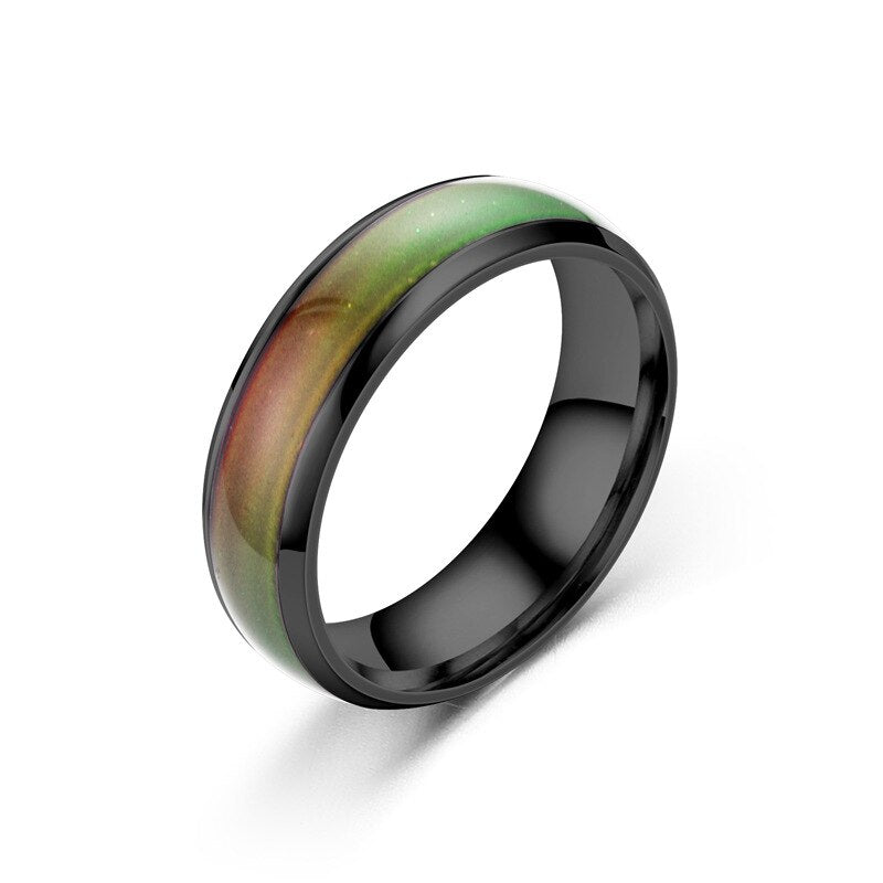 SHOUMAN  Temperature Warm Changing Color Mood Smart Stainless Steel Rings Never Fade for Men Women Couple Gift Jewelry