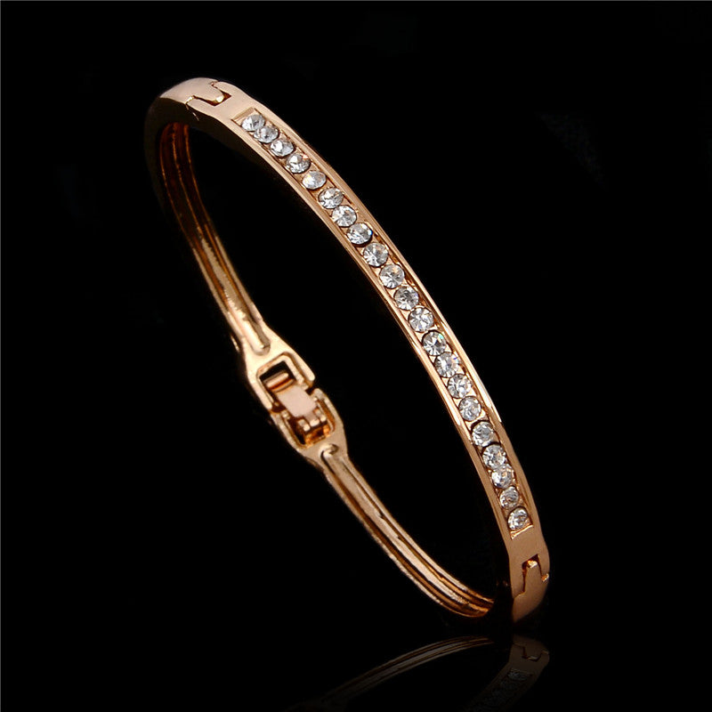 2015 Fashion Austrian Crystal Round Gold Color Bangles Bracelets For Women Fine Jewelry Gift femme