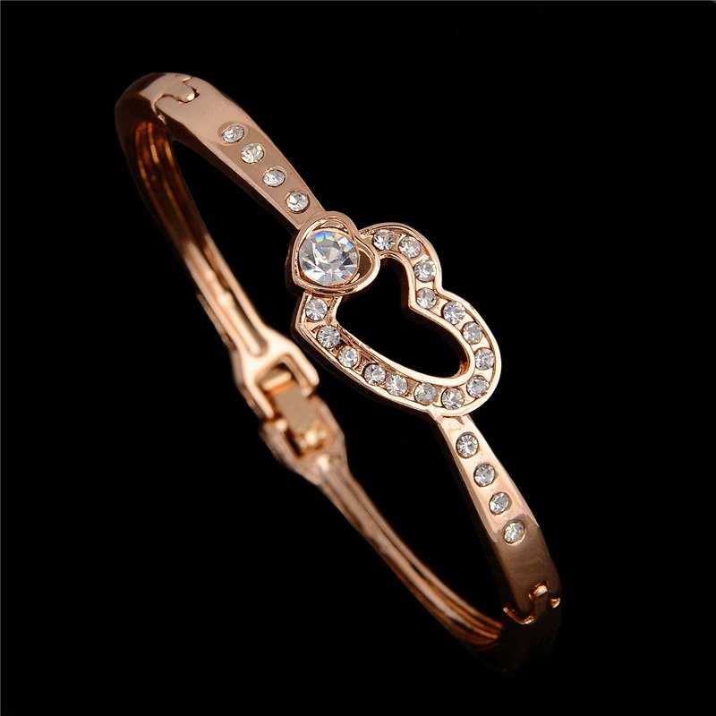 2015 Fashion Austrian Crystal Round Gold Color Bangles Bracelets For Women Fine Jewelry Gift femme