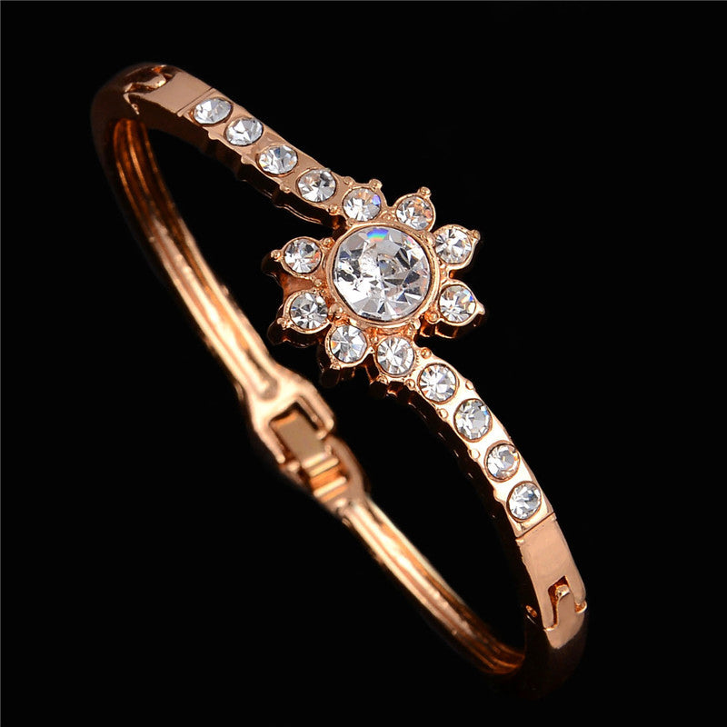 2015 Fashion Austrian Crystal Round Gold Color Bangles Bracelets For Women Fine Jewelry Gift femme