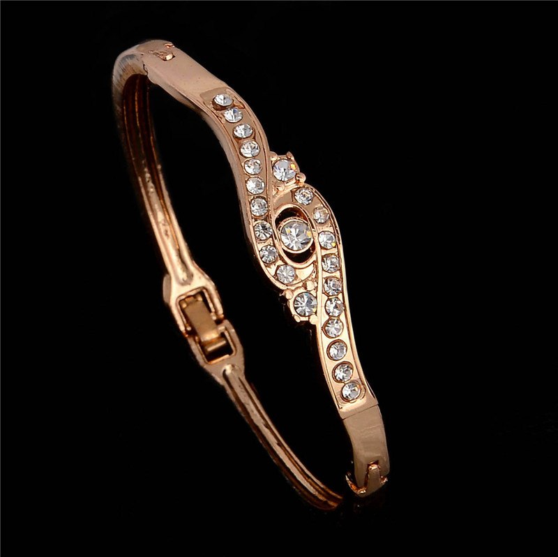 2015 Fashion Austrian Crystal Round Gold Color Bangles Bracelets For Women Fine Jewelry Gift femme