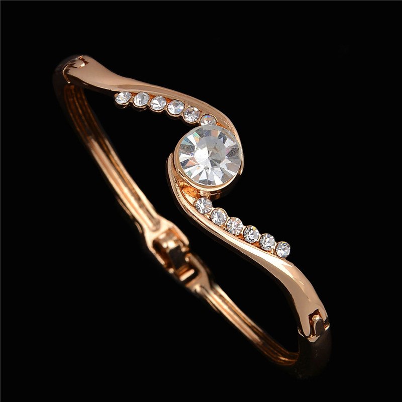 2015 Fashion Austrian Crystal Round Gold Color Bangles Bracelets For Women Fine Jewelry Gift femme