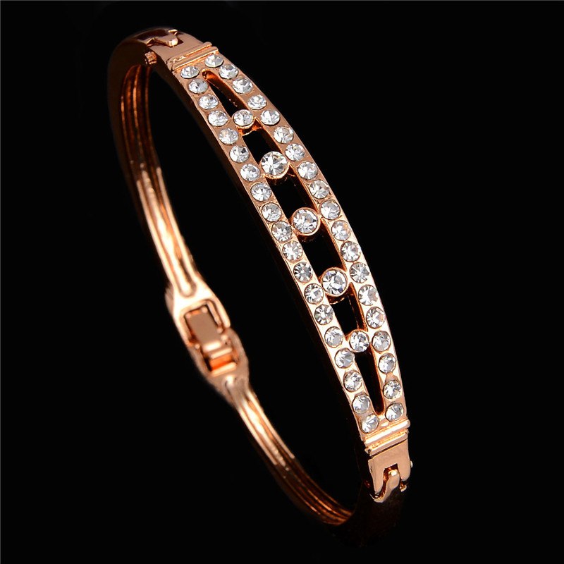 2015 Fashion Austrian Crystal Round Gold Color Bangles Bracelets For Women Fine Jewelry Gift femme