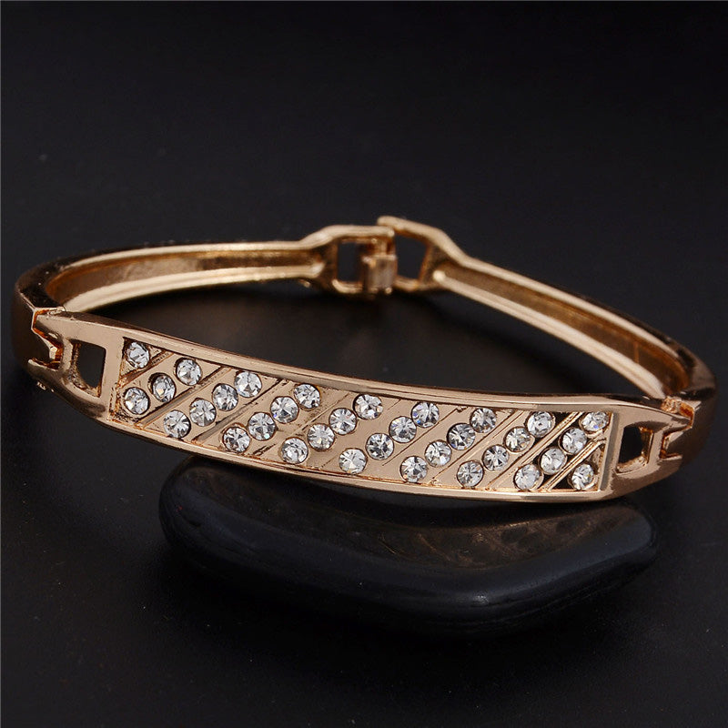 2015 Fashion Austrian Crystal Round Gold Color Bangles Bracelets For Women Fine Jewelry Gift femme