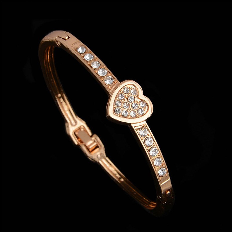 2015 Fashion Austrian Crystal Round Gold Color Bangles Bracelets For Women Fine Jewelry Gift femme