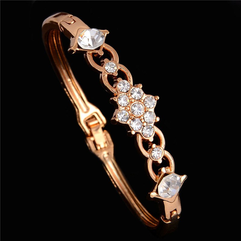 2015 Fashion Austrian Crystal Round Gold Color Bangles Bracelets For Women Fine Jewelry Gift femme
