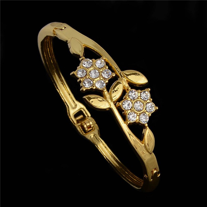 2015 Fashion Austrian Crystal Round Gold Color Bangles Bracelets For Women Fine Jewelry Gift femme