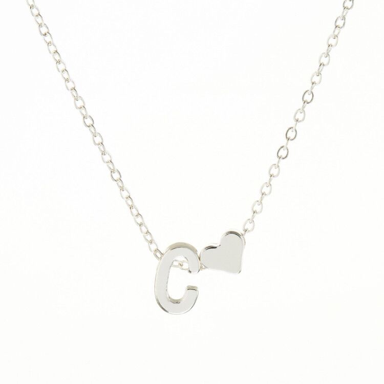 Tiny silver initial necklace silver letter necklace initials name necklaces pendant for women girls .best birthd gift