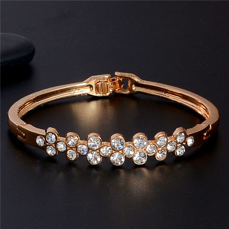 White Austrian Crystal Bangles&Bracelets Gold Color Fine Jewelry For Women femme pulseiras