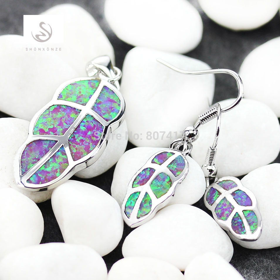 Promotion-Pink-opal-Rock-Time-limited-discount-Silver-Plated-Recommend-Vintage-heart-set-earring-pendant-R4090