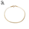 14K Pure Yellow Gold Snake Bones Bracelet For Women Fine Jewelry Wide 2mm Flat Thin Chain Bracelet Fashion Gift