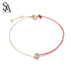 14K Yellow Gold Red Rope Bracelet for Women Fine Jewelry 2020 New Arrival