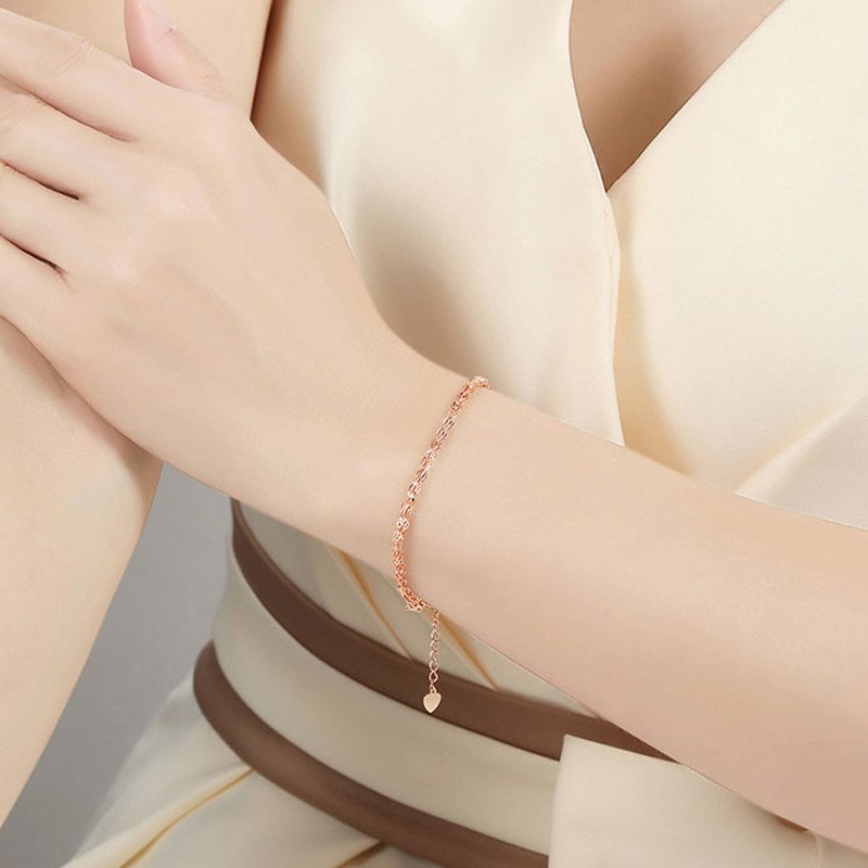 18K Yellow Gold/Rose Gold Chain Link Bracelets Bangles for Woman Gold Bracelets Two Colors Brand Jewelry Trendy