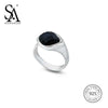 925 Sterling Silver Black Aventurine Wedding Rings for Women Fine Jewelry Adjustable Big Luxury Jewelry Ring Gift
