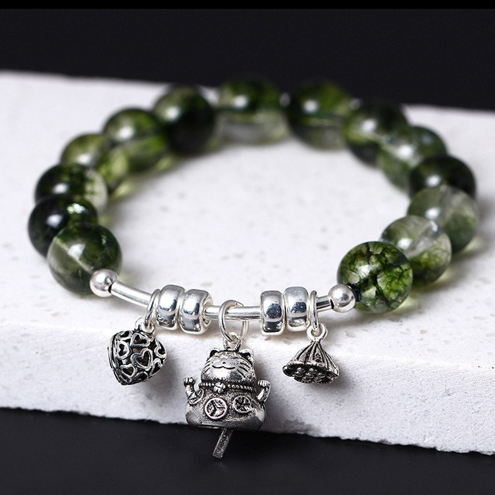 925 Sterling Silver Natural Stone Chain Link Bracelet Woman Four Types 925 Silver Crytal Bracelets Fine Jewelry