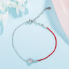 925 Sterling Silver Red Rope Charm Bracelets With Zircon Triangle/Round Chain & Link Bracelet For Women