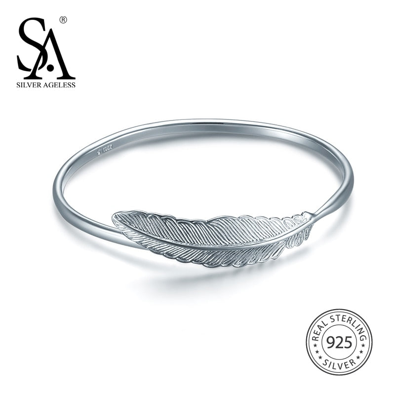 Offer Bangle 2020 Women Bohemia Feather Bracelets&bangles Wedding 925 Sterling Bangles For Fine Jewelry