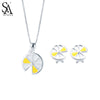 SILVERAGE 2020 New Arrival 925 Sterling Silver Jewelry Sets for Women Pendant Necklaces Stud Earrings Yellow Lemon Fine Jewelry