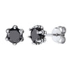 Antique 925 Sterling Silver Clear/Black Cubic Zirconia Stud Earrings For Women Girls Gemstones Fine Jewelry SCE6440G