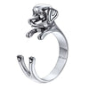 Cute Pet Dog Open Finger Ring For Women Fine Jewelry 925 Sterling Silver 3D Labrador Animal Rings SCR6096G