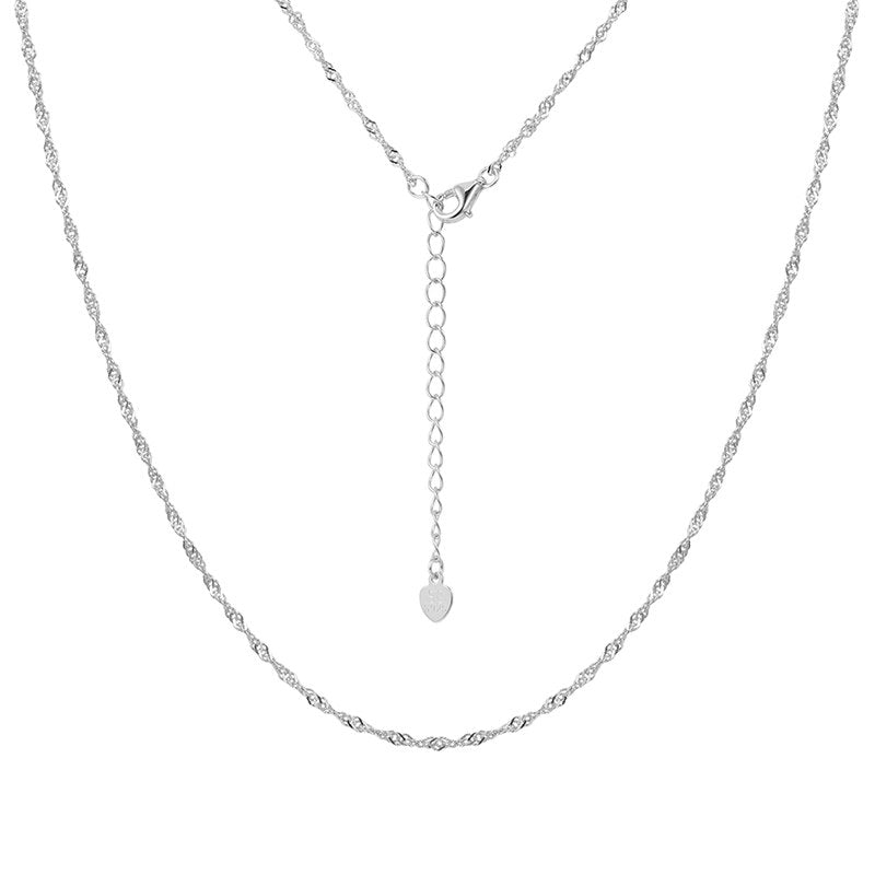 Delicate Twisted Singapore Chain Necklace For Women 925 Sterling Silver Thin DIY Water-wave Chains Jewelry SCN6266B