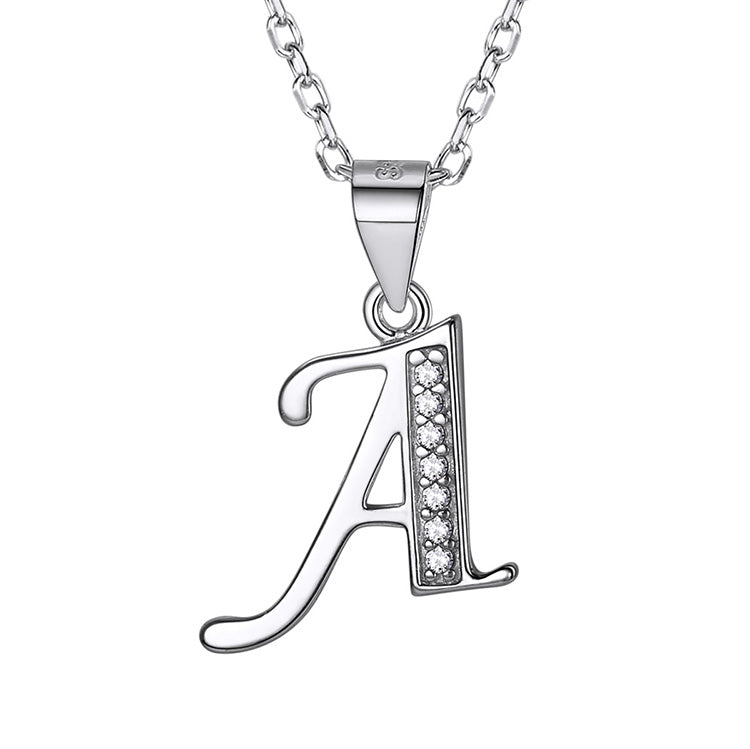 Initial Necklace For Women Girls 925 Sterling Silver Alfabet Letter Pendant Name Fine Jewelry Birthd Gift SCP6396B