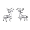 Lovely Animal Earrings 925 Sterling Silver Fine Jewelry Cat Sika Deer Elephant Fox Stud Earring For Women SCE6363B