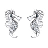 Lovely Animal Earrings 925 Sterling Silver Fine Jewelry Cat Sika Deer Elephant Fox Stud Earring For Women SCE6363B