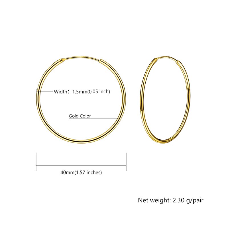 Silver Hoop Earrings For Women Girls Fine Minimalist Jewelry 925 Sterling Silver Earring Circle 5 Size SCE6115B