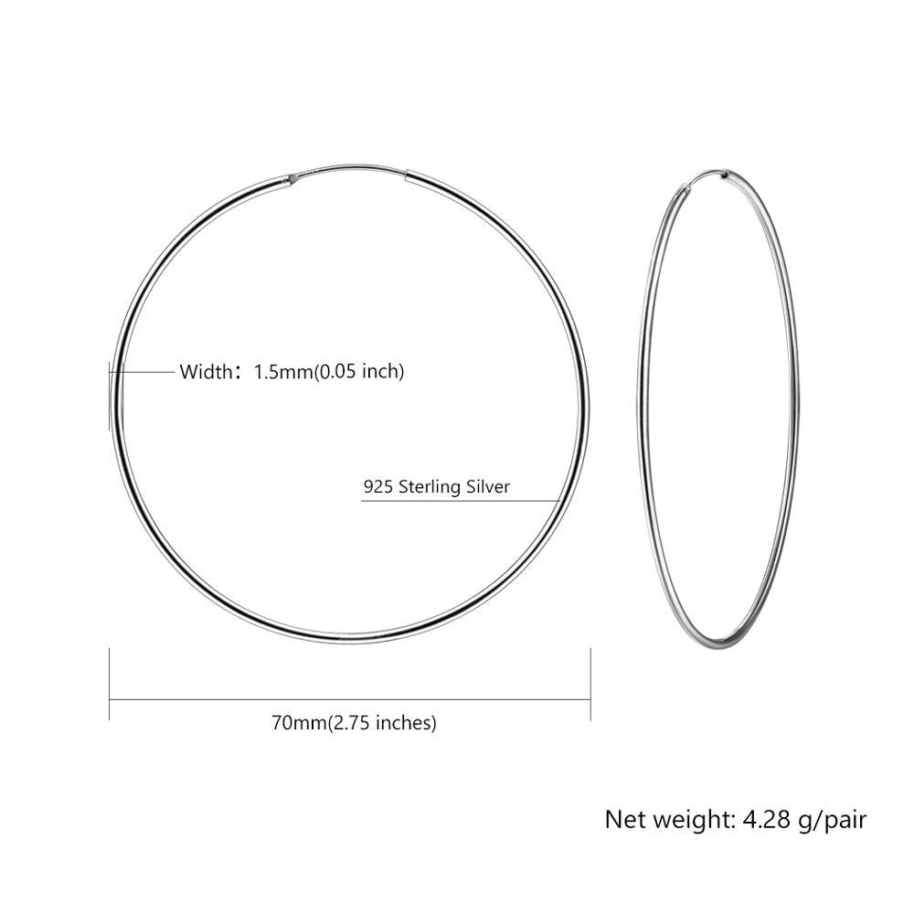 Silver Hoop Earrings For Women Girls Fine Minimalist Jewelry 925 Sterling Silver Earring Circle 5 Size SCE6115B