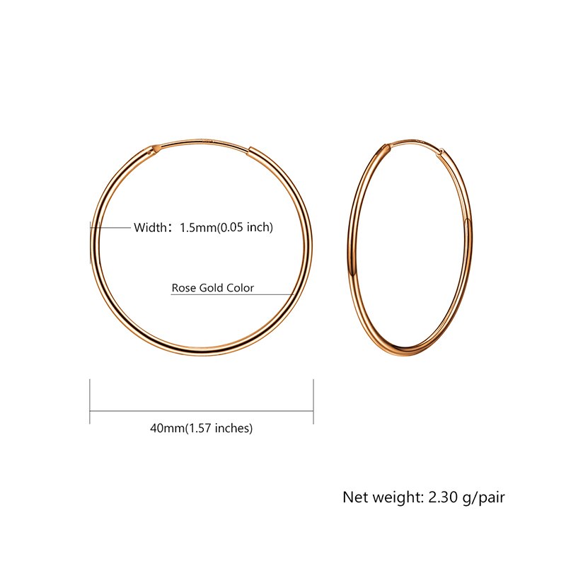 Silver Hoop Earrings For Women Girls Fine Minimalist Jewelry 925 Sterling Silver Earring Circle 5 Size SCE6115B